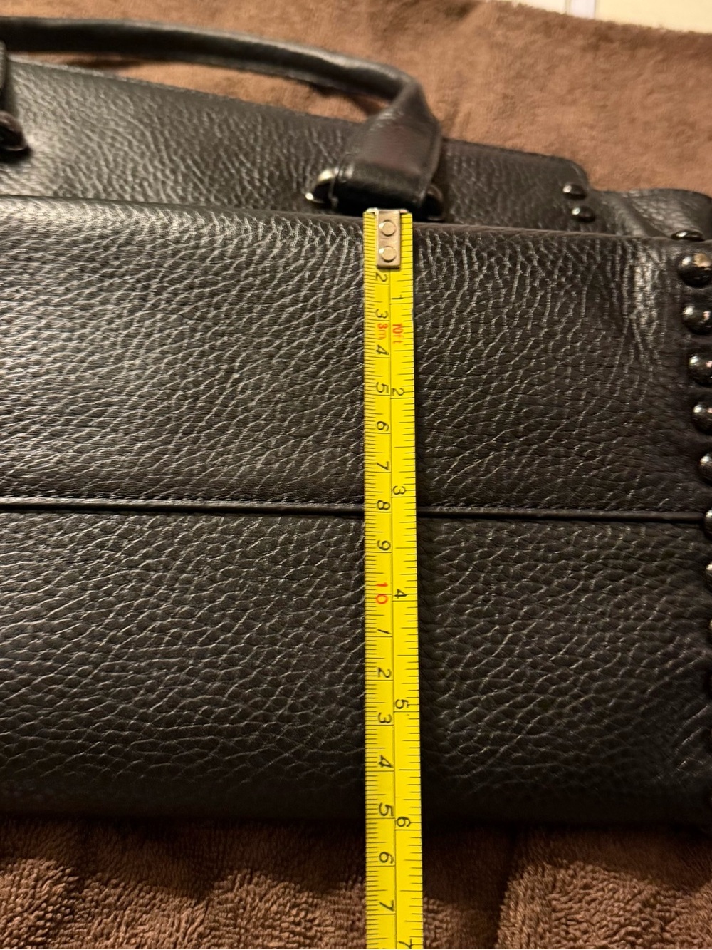 Studded Coach Swagger Carryall Black Leather Women's Bag - Picture 7 of 10